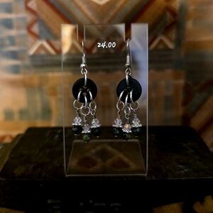 Chic Black and Silver Drop Earrings